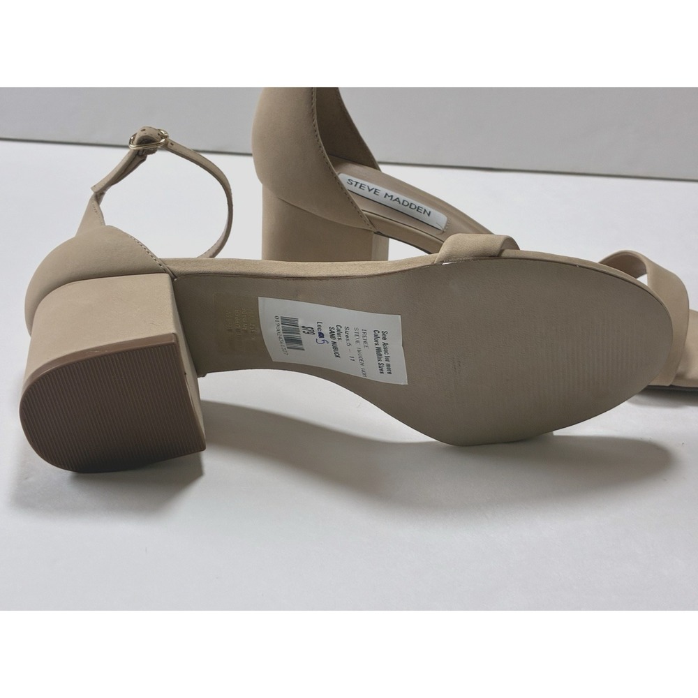 Steve Madden Irenee Sandals in Sand Nubuck Low-Block Heel Size 8.5M - Picture 5 of 9